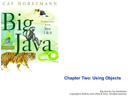 Big Java by Cay Horstmann Copyright © 2008 by John Wiley & Sons. All rights reserved. Chapter Two: Using Objects.