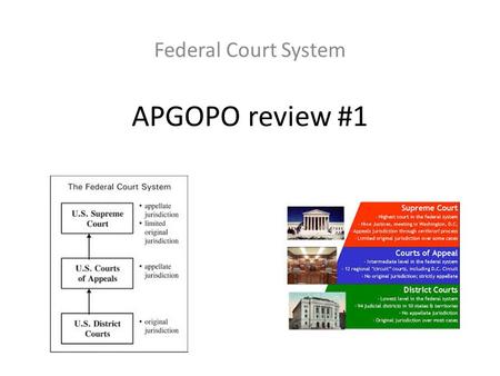 APGOPO review #1 Federal Court System. The Federal Court System- I. Four Characteristics a. Adversarial 1. Impartial Arbiter=Judge 2.The PLAINTIFF 3.