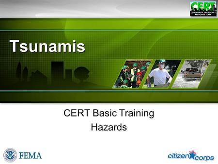 Tsunamis CERT Basic Training Hazards. A Tsunami Is… ●An ocean wave produced by underwater earthquakes or landslides Ts-1CERT Basic Training Unit 1: Tsunamis.