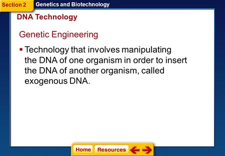 Section 2 Genetics and Biotechnology DNA Technology