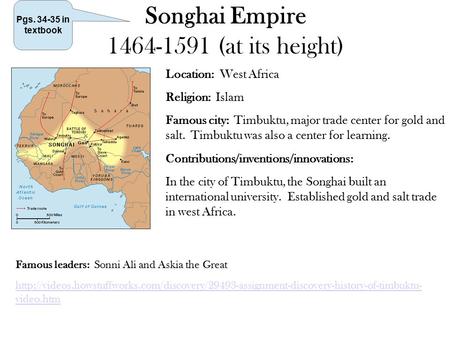 Songhai Empire (at its height)