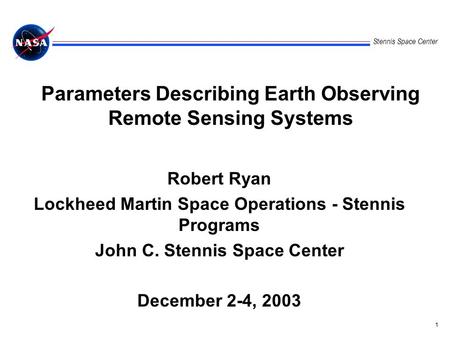 Parameters Describing Earth Observing Remote Sensing Systems