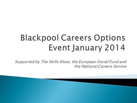Supported by The Skills Show, the European Social Fund and the National Careers Service.