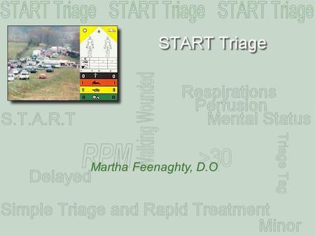 Martha Feenaghty, D.O.. Overview A simple approach Where to START One patient at a time START Triage Algorithm Patient scenarios.