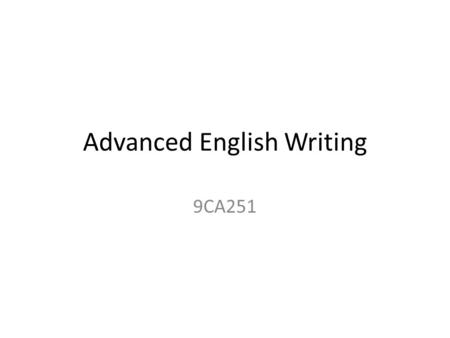 Advanced English Writing