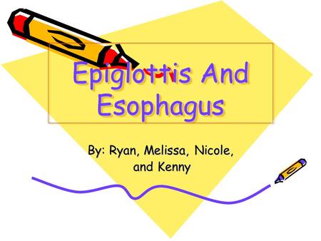 Epiglottis And Esophagus By: Ryan, Melissa, Nicole, and Kenny and Kenny.