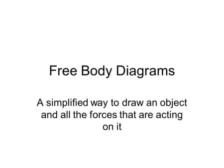 Free Body Diagrams A simplified way to draw an object and all the forces that are acting on it.