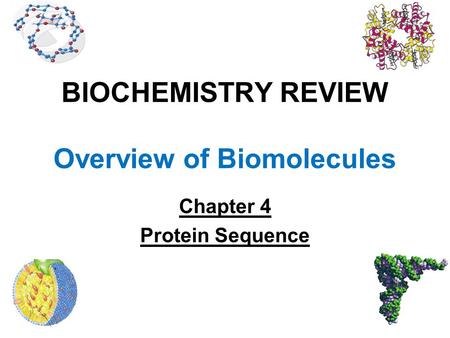 BIOCHEMISTRY REVIEW Overview of Biomolecules Chapter 4 Protein Sequence.