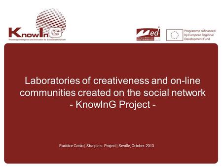 Laboratories of creativeness and on-line communities created on the social network - KnowInG Project - Eurídice Cristo | Sha.p.e.s. Project | Seville,