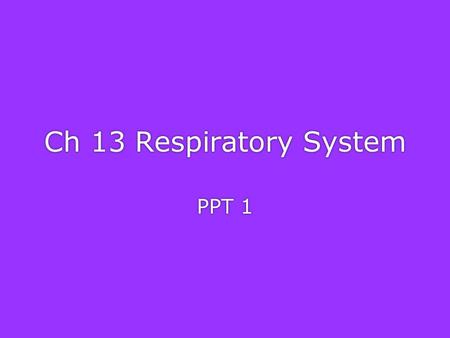 Ch 13 Respiratory System PPT 1 Organs of the Respiratory system Copyright © 2003 Pearson Education, Inc. publishing as Benjamin Cummings.