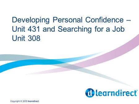 Learning Objectives – Personal Confidence