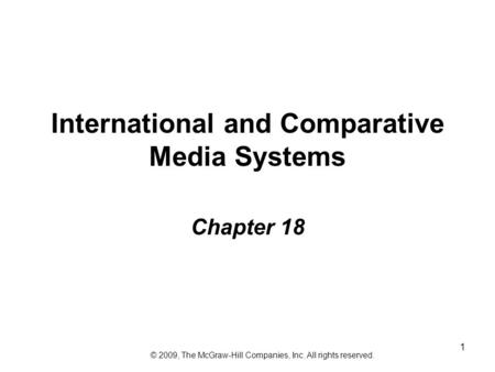 International and Comparative Media Systems
