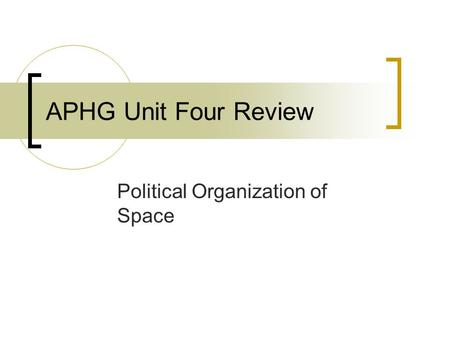 APHG Unit Four Review Political Organization of Space.