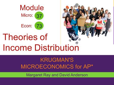 KRUGMAN'S MICROECONOMICS for AP* Theories of Income Distribution Margaret Ray and David Anderson Micro: Econ: 37 73 Module.