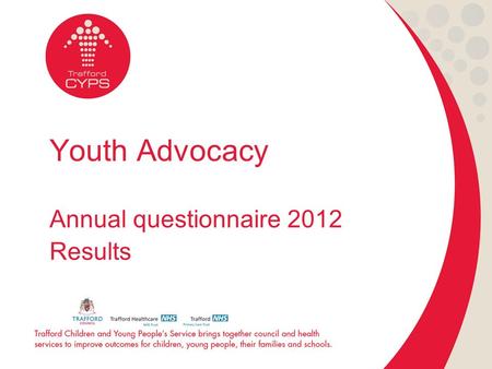 Youth Advocacy Annual questionnaire 2012 Results.
