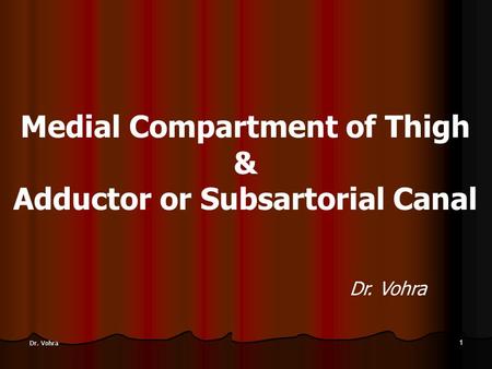 Medial Compartment of Thigh Adductor or Subsartorial Canal