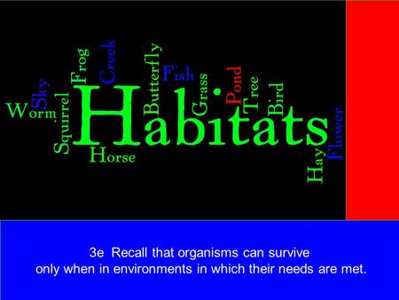 3e Recall that organisms can survive only when in environments in which their needs are met.