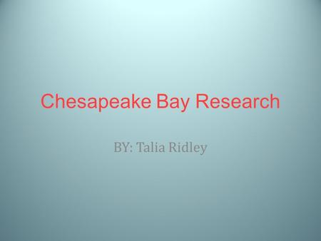 Chesapeake Bay Research BY: Talia Ridley. Why is it Important to have variety of bay animals? It is Important to have a variety of living things in the.