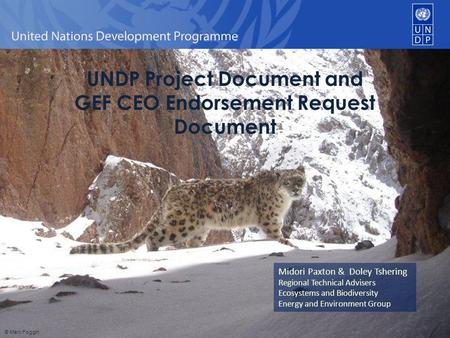 UNDP Project Document and GEF CEO Endorsement Request Document Midori Paxton & Doley Tshering Regional Technical Advisers Ecosystems and Biodiversity Energy.