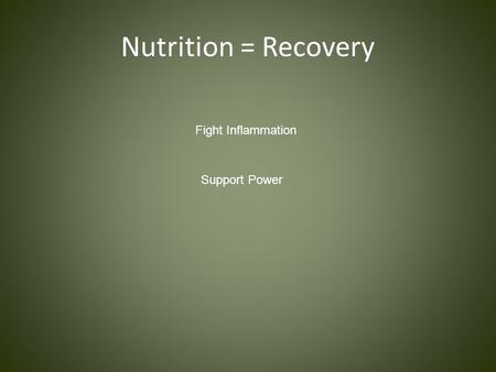 Nutrition = Recovery Fight Inflammation Support Power.