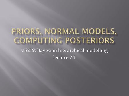 St5219: Bayesian hierarchical modelling lecture 2.1.