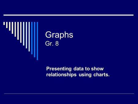 Graphs Gr. 8 Presenting data to show relationships using charts.