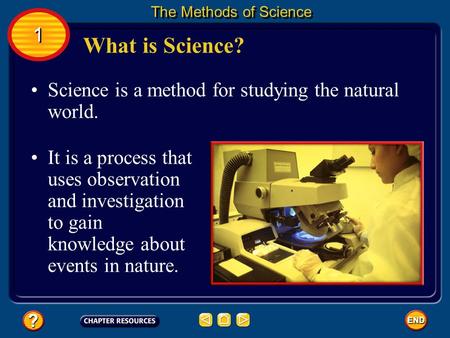 Science is a method for studying the natural world. It is a process that uses observation and investigation to gain knowledge about events in nature.