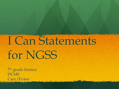 I Can Statements for NGSS
