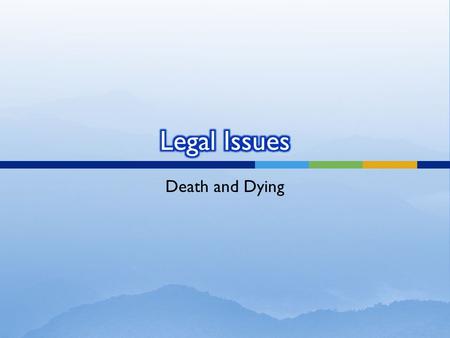Death and Dying. Leaving off the question of the morality or ethical permissibility of suicide, the law has been clear on 2 points regarding it: 1914: