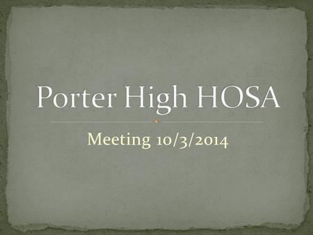 Meeting 10/3/2014. Sign in Sheet Break into groups and Meet and Greet until 3:02 Slide Show.