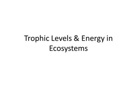 Trophic Levels & Energy in Ecosystems. Energy Movement through Ecosystems Energy flows through ecosystems Trophic levels: feeding relationships.