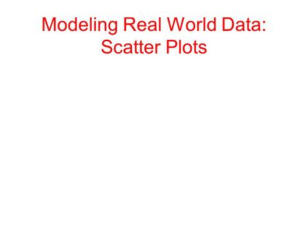 Modeling Real World Data: Scatter Plots. Key Topics Bivariate Data: data that contains two variables Scatter Plot: a set of bivariate data graphed as.