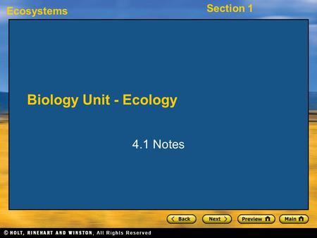 Biology Unit - Ecology 4.1 Notes.