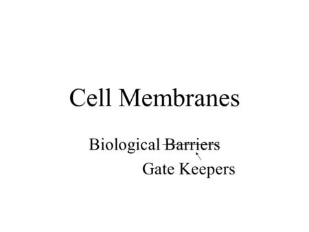 Cell Membranes Biological Barriers Gate Keepers. Biological Membranes composition –phospholipids & other membrane lipids (~50% by mass) –various proteins.