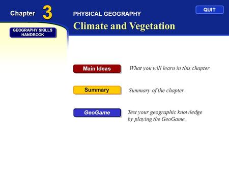 3 Climate and Vegetation Chapter PHYSICAL GEOGRAPHY