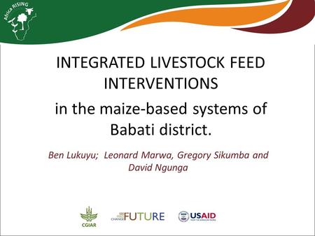 INTEGRATED LIVESTOCK FEED INTERVENTIONS in the maize-based systems of Babati district. Ben Lukuyu; Leonard Marwa, Gregory Sikumba and David Ngunga.
