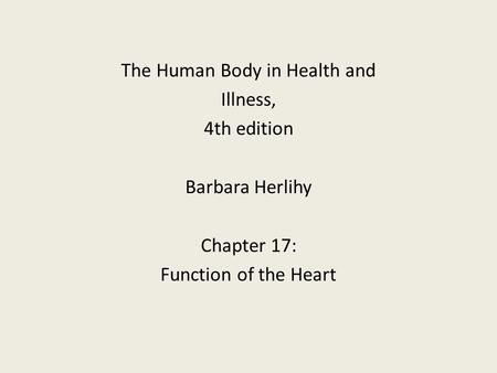 The Human Body in Health and
