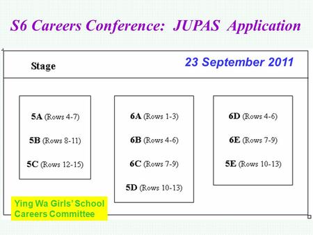 S6 Careers Conference: JUPAS Application Ying Wa Girls’ School Careers Committee 23 September 2011.