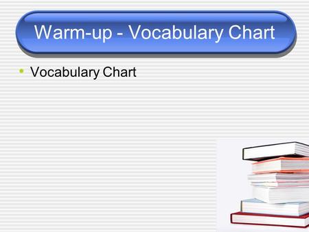 Warm-up - Vocabulary Chart Vocabulary Chart. Today’s Schedule Vocabulary List #6 Vocabulary Quiz Relative Clauses Thesis statement generator and work.
