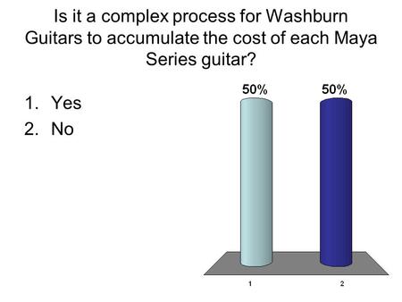Is it a complex process for Washburn Guitars to accumulate the cost of each Maya Series guitar? 1.Yes 2.No.