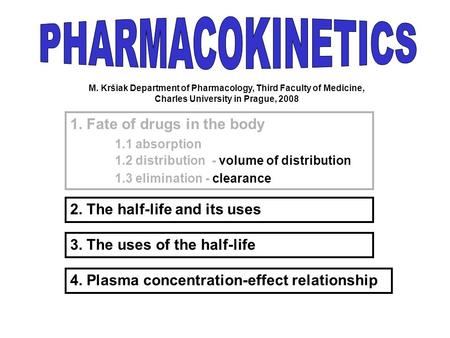PHARMACOKINETICS 1. Fate of drugs in the body 1.1 absorption