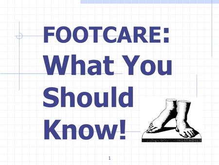 1 FOOTCARE : What You Should Know!. 2 Feet: Most efficient form of transportation Stable base Composed of many small parts Fully integrated and adapted.