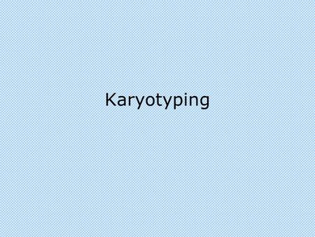 Karyotyping. Karyotypes Chromosomes are distinguished by their appearance –size –position of centromere –pattern of bands (when stained) Karyotypes show.