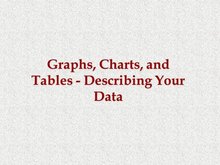 Graphs, Charts, and Tables - Describing Your Data ©