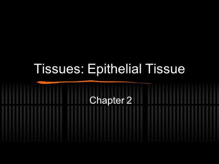 Tissues: Epithelial Tissue