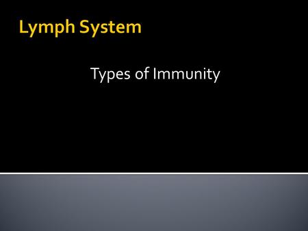 Lymph System Types of Immunity.