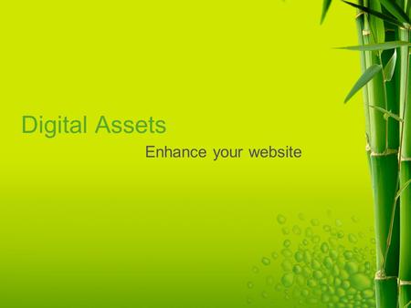 Digital Assets Enhance your website. What is Interactivity? The CMS allows us to continue to change our message and update information Web 2.0 is community.