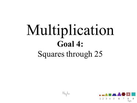 1 2 3 4 5 6 7 8 9 Multiplication Goal 4: Squares through 25.