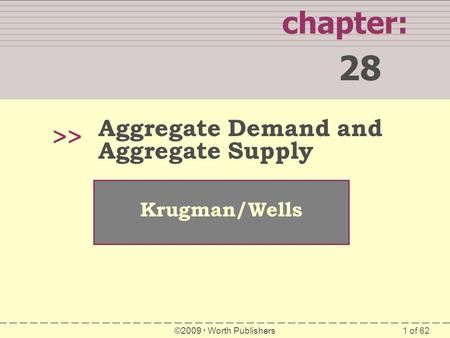 1 of 62 chapter: 28 >> Krugman/Wells ©2009  Worth Publishers Aggregate Demand and Aggregate Supply.