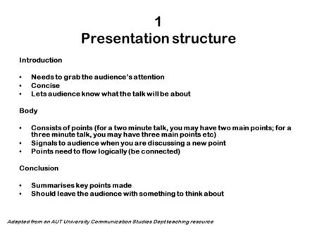 1 Presentation structure